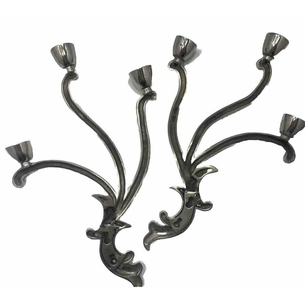 Global Views India Silver Candle Holder Pair of Wall Sconces